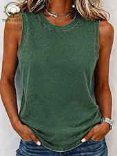  Camiseta sin mangas softfade™ vintage para mujer, 100 % algodón - top básico sin mangas con lavado suave