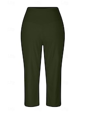 cheap Straight-Leg Pants-Women's Wide Leg Chinos Vacation Classic Style Basic Capris High Waist Plain Pocket Comfy Comfort Soft Stretchy Casual Gym Yoga Apricot Black White Army Green Spring Regular Fit