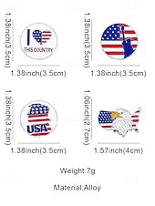  Women's Patriotic Alloy Pin Set, USA Independence Day and 250th Anniversary Pins, Red White Blue Lapel Pins for Festive, Travel, and Daily Wear