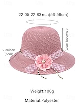 cheap Women's Hats-Women's Bohemian Straw Sun Hat, Multi-Color Wide Brim Beach Vacation Hat with 3D Flower Decor for Casual Wear