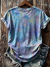 voordelige Dieren thee-Dames T-shirt Afdrukken Bloemig Grafisch dier Modieus Stijlvol Klassiek Korte mouw Strakke ronde hals Normale tops Casual Dagelijks Weekend blauw Blozend Roze Paars Oranje Zomer Lente