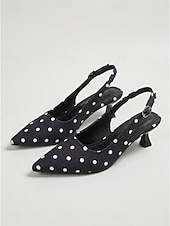 abordables Rétro des années 1950-Escarpins à pois vintage années 1950 pour femmes - escarpins rétro à bout pointu et petits talons avec bride élastique à l'arrière, parfaits pour les soirées rockabilly et les thés de gala. &amp;vêtements
