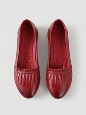 preiswerte Ballerinas für Damen-Burgunderrote Ballerinas aus echtem Leder für Damen – bequeme Slipper zum Hineinschlüpfen, ideal zum Spazierengehen, Reisen und für den Business-Casual-Look. &amp;Alltagskleidung