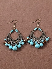 preiswerte Damen Ohrringe-Statement-Ohrringe aus türkisfarbener Legierung im Boho-Stil für Damen, vielseitig kombinierbar, übergroße Hängeohrringe für Strandurlaub, Sommerreisen und den Alltag.