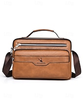 ieftine Genți de Băieți-geantă messenger vintage bărbătească din piele ecologică - geantă de umăr crossbody de mare capacitate cu buzunare multiple &amp;curea reglabilă pentru naveta de afaceri, călătorii &amp;casual de zi cu zi,