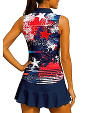 cheap Women's Shirt-Women's Stars Tops Sport Shirt Golf Polo Shirt Tennis Shirt Sleeveless Zipper Floral UPF50+ UV Resistant High Elasticity Moisture Wicking Breathable Volleyball Tennis Golf Turndown Polo Collar Shirt