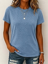  女性用 Tシャツ ホワイトコットントップ ヴィンテージウォッシュトップス アシッドウォッシュ 平織り ファッション スタイリッシュ パンクスタイル 半袖 クルーネック クロップトップ カジュアル 日常 ビーチ ブラック ホワイト グリーン グレー 夏 春