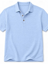 abordables Polo Classique pour Hommes-Polo en lin pour homme - manches courtes - noir, vert, bleu clair