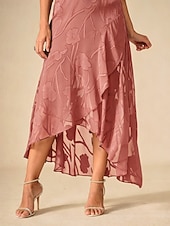  Dame Maxikjole Rysjekjole Elegant Daglig Feriereise Bryllupsgjest Blonde Multi Layer Normal Blomstret Ermeløs Crew-hals Dusty Rose