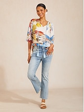 economico Bluse e camicie-top estivo in chiffon con maniche raglan Santorini