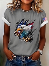 cheap 250th Anniversary Top-American Independence Day Women's T Shirt Print Graphic National Flag Vintage Stylish Classic Short Sleeve Crew Neck Regular Tops Casual Daily Weekend Blue Black White Pink Red Summer Spring