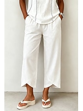  Mujer Pantalones casuales Pantalones Rectos Elegante Vacaciones Casual Longitud total Alta cintura Caqui Negro Blanco Azul Marino Oscuro Verano Primavera Otoño