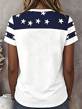  アメリカ独立記念日 女性用 Tシャツ プリント グラフィック 国旗 ヴィンテージ スタイリッシュ クラシック 半袖 クルーネック レギュラートップス カジュアル 日常 週末 ブルー ルビーレッド パープル 夏 春