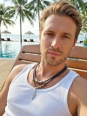abordables Bijoux pour hommes-Collier pendentif flèche en alliage pour homme avec perles et cordon tressé – disponible en noir et marron, bijou décontracté et résistant idéal pour les vacances à la plage, le quotidien et les