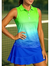 abordables Camisa de Mujer-Mujer Degradado Camisa deportiva Camisas de polo Camiseta sin mangas Camiseta de tenis Sin Mangas Floral Botones UPF50+ Resistente a los rayos UV Alta elasticidad Dispersor de humedad Transpirable