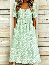 cheap Stripe&amp;Geometric Dress-Women's Midi Dress Sundress Casual Dress A Line Dress Summer Dress Vacation Casual Beach Beach Holiday Regular Fit Floral Graphic Geometric Short Sleeve Scoop Neck Blue Red Purple Green Summer Spring