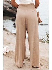 preiswerte Gerade geschnittene Hose-Damen Weites Bein Urlaub Stilvoll Volle Länge Hohe Taille Plissiert Komfort Dehnbar Täglich Strand Violett Marineblau Khaki Schwarz Sommer Frühling Lässiger Schnitt