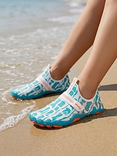 tanie Kobiety-Damskie, szerokie, niebieskie buty do wody z nadrukiem kamuflażowym – szybkoschnące, oddychające obuwie, antypoślizgowe buty barefoot na plażę, do nurkowania i pływania &amp;sporty wodne