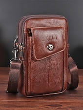 ieftine Genți de Băieți-geantă crossbody bărbătească din piele naturală - borsetă cu 3 compartimente &amp;geantă de umăr cu compartimente multiple, capacitate mare &amp;curea reglabilă pentru călătorii și naveta &amp;casual de zi cu zi,