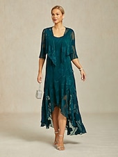 cheap Dressy Blouses-Women's Shrugs Illusion Lace Floral Elegant Stylish Basic 3/4 Length Sleeve Cowl Neck Daily Wedding Guest Vacation Wear Hunter Green Summer Spring Fall
