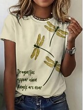 cheap Animals tee-Women's T Shirt Print Graphic Animal Vintage Stylish Classic Short Sleeve Crew Neck Round Neck Regular Tops Casual Daily Weekend Blue Black Apricot Summer Spring Fall