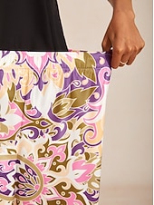 abordables Pantalons-pantalon large en satin soyeux à motif cachemire lavande