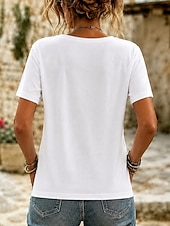  Camisetas de mujer 100% algodón - Camiseta básica de manga corta con cuello en V de calidad