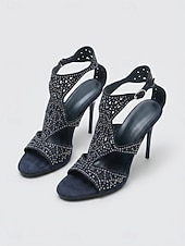 cheap 1920s &amp; Gatsby Era-Women's 1920s Gatsby Red High Heels - Vintage Flapper Style Cutout Rhinestone Sandals with Ankle Strap for Roaring 20s Parties, Jazz Age Proms &amp; Retro Formal Evenings