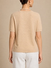 economico T-shirt semplice-Per donna Top traforato Maglietta Tinta unica Elegante Casual Manica Corta Girocollo Top lunghi Casuale Giallo Arancione Beige Estate Primavera