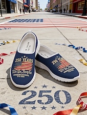 voordelige Vrouwenschoenen-Dames instapschoenen ter ere van het Amerikaanse jubileum - ademend &amp;Lichtgewicht casual sneakers van mesh met "1776-2026" &amp;Print met de Amerikaanse vlag, ideaal voor Onafhankelijkheidsdagparades en