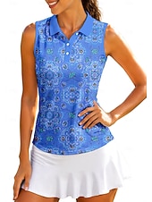 economico Tennis-Per donna Geometrico Top Maglietta sportiva Polo da golf Maglia da tennis Senza Maniche Cerniera Floreale UPF50+ Resistente ai Raggi UV Alta elasticità Traspirante Tennis Golf Pickleball Colletto