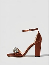 economico Invitato al matrimonio-Sandali da donna azzurri con tacco alto - eleganti scarpe da invitata a matrimoni con decorazioni di strass per cerimonie in città