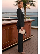 preiswerte Damenanzüge-Damen 2-teilige Anzüge Formell Hochzeitsgast Stretch-Crêpe Elegant Einfach Lässig Langarm Bodenlang Peak Revers Einreihig
