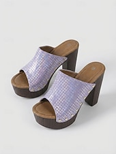 abordables Sandalias de Plataforma-Sandalias doradas de tacón de bloque para mujer: sandalias de plataforma con tacón alto para fiestas nocturnas y ropa de club.