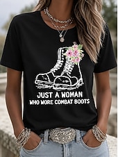  American Independence Day Women's T Shirt Print Graphic Flag Letter Vintage Fashion Stylish Short Sleeve Crew Neck Round Neck Regular Tops Casual Daily Weekend Blue Black+White+Gray Black Summer