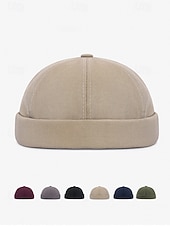 abordables Chapeaux pour hommes-Bonnet en coton sans visière pour homme, bonnet ajustable multicolore idéal pour la pêche, les voyages et les loisirs au quotidien.