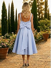  Linea ad A Lunghezza Tè Abito Derby Abiti da Cocktail Elegante Senza Maniche Scollo a Barca Formale Derby del Kentucky Raso Senza schiena con Stampa floreale Fiocco/Fiocchi