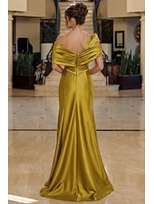 abordables Robes de soirée fourreau-Sirène Trompette Longueur au sol Robes de Bal Robe de Soirée Tenue de soirée Élégant Style Célébrité Tapis rouge Sans manches Épaules Dénudées Soirée Fête de jardin Satin avec Froncé Fente