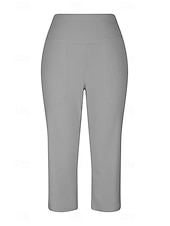 cheap Straight-Leg Pants-Women's Wide Leg Chinos Vacation Classic Style Basic Capris High Waist Plain Pocket Comfy Comfort Soft Stretchy Casual Gym Yoga Apricot Black White Army Green Spring Regular Fit