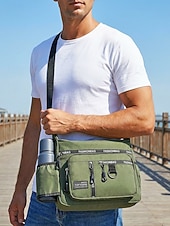 baratos Bolsas para Homem-Bolsa transversal masculina em nylon, bolsa de ombro com vários bolsos e porta-garrafa, mochila casual para atividades ao ar livre. &amp;uso diário