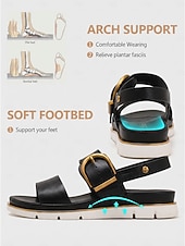 economico Sandali Comodi-Sandali comodi da donna neri con supporto per l'arco plantare - sandali leggeri con cinturino e fibbia, comodi per tutto il giorno, con suola antiscivolo, ideali per camminare e viaggiare.