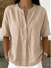  Dames Overhemd Effen Kleur Effen Elegant Dagelijks Klassiek Mouwloos Lange tops Casual blauw Zwart Geel Groen Khaki Zomer Lente