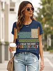 Mujer Camiseta Estampado Graphic Moda Elegante Clásico Manga Corta Cuello Barco Escote Redondo Tops largos Casual Diario Gimnasia Azul Piscina Blanco Rojo Verano Primavera