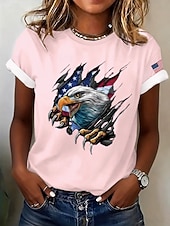 cheap 250th Anniversary Top-American Independence Day Women's T Shirt Print Graphic National Flag Vintage Stylish Classic Short Sleeve Crew Neck Regular Tops Casual Daily Weekend Blue Black White Pink Red Summer Spring