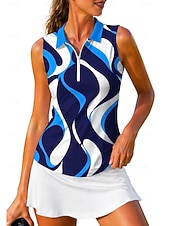 economico Camicia Donna-Per donna Geometrico Astratto Top Maglietta sportiva Polo da golf Maglia da tennis Senza Maniche Cerniera Floreale UPF50+ Resistente ai Raggi UV Alta elasticità Traspirante Tennis Golf Pickleball