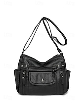 baratos Malas a tira-colo-Bolsa transversal feminina em couro sintético, com vários bolsos, bolsa de ombro espaçosa com alça ajustável, bolsa mensageiro vintage macia para viagens, férias e uso casual diário.
