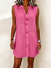 economico Vestito bianco-Per donna Mini abito Vestito Casual Abito Estivo Essenziale Classico Quotidiano Vacanza Vestibilità regolare Semplice Senza Maniche Girocollo Blu Bianco Rosso Verde Estate Primavera