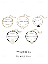 billiga Damarmband-Damset med 6 stapelbara armband i bohemiskt stil, armband i legering med flera designer och hängen för strandsemester &amp;dagligt vardagskläder