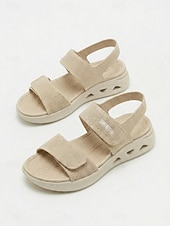 preiswerte Komfortsandalen-Komfortable Damen-Sandalen mit Mandelform und Fußgewölbeunterstützung – verstellbare, weite Wandersandalen mit Fußgewölbeunterstützung und gepolsterter Sohle &amp;Atmungsaktive Strickbänder für