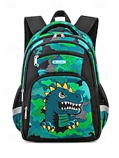 preiswerte Kids &amp; Teen Backpacks-Boys School Backpack with Dinosaur &amp; Astronaut Prints, Large Capacity Multi Pocket Polyester Bookbag, Lightweight Travel Backpack for Elementary School, Camping, Daily Use